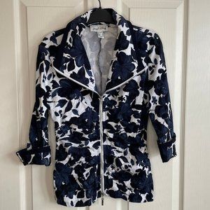 Joseph Ribkoff Zip Top Navy/White